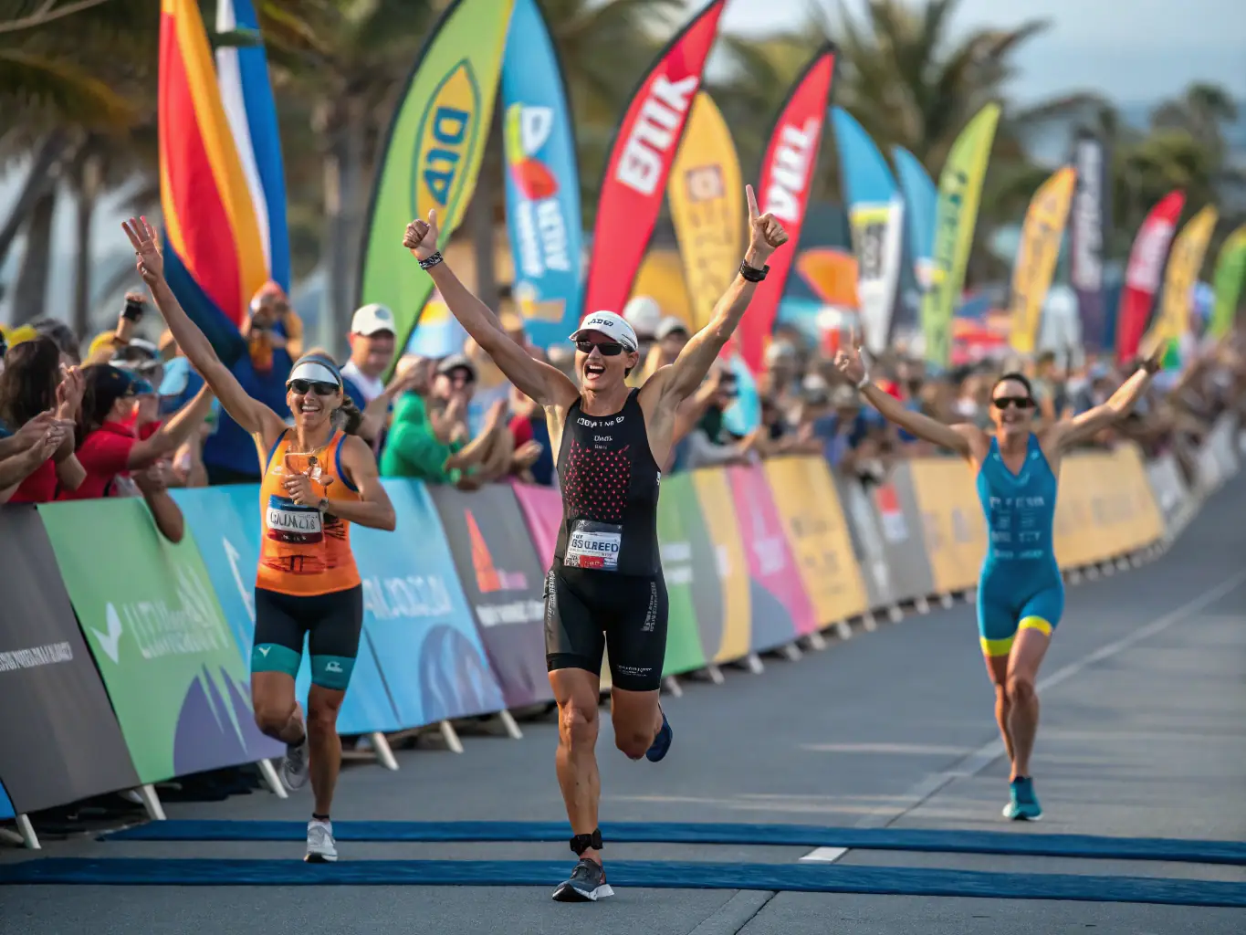Eine Collage von verschiedenen Menschen, die erfolgreich ihre Ziele erreichen, wie z.B. einen Marathon laufen, eine Beförderung erhalten oder ein Buch veröffentlichen.